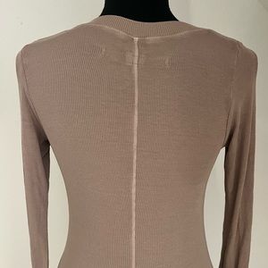 Enza Costa X REVOLVE Long Sleeve Henley Midi Dress in Taupe